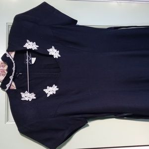 Women's XTRMZ vintage shoulder pad sheath blk M dress